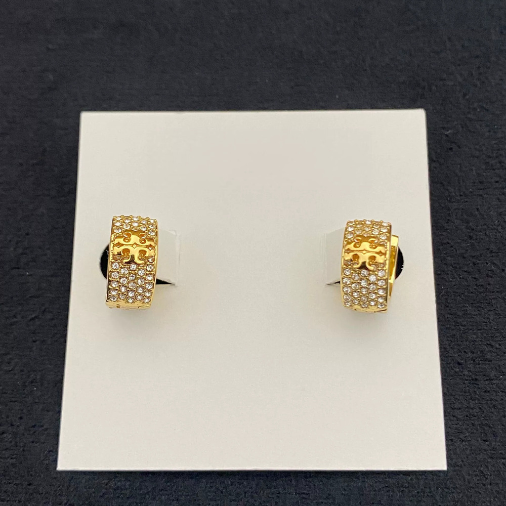 Tory Burch Trendy Letter Rhinestone Earrings